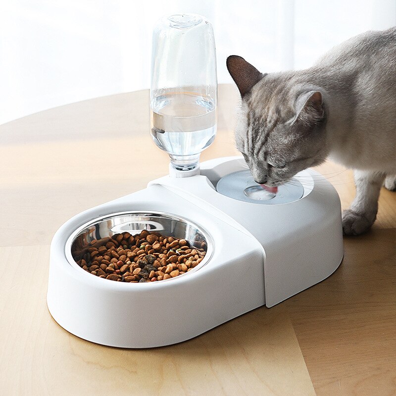 Kat drikkevand fodring dobbelt skål anti-tip drikker hunde katte drikkeskål flyder automatisk vand fodring kæledyrsforsyninger
