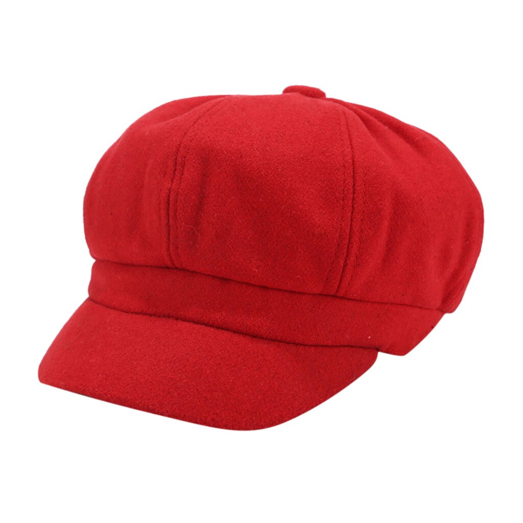 Boina para Mujer Otoño Invierno gorra octogonal estilo artista pintor quiosco gorras negro gris boina sombreros planos Sombrero Mujer # L20: Red