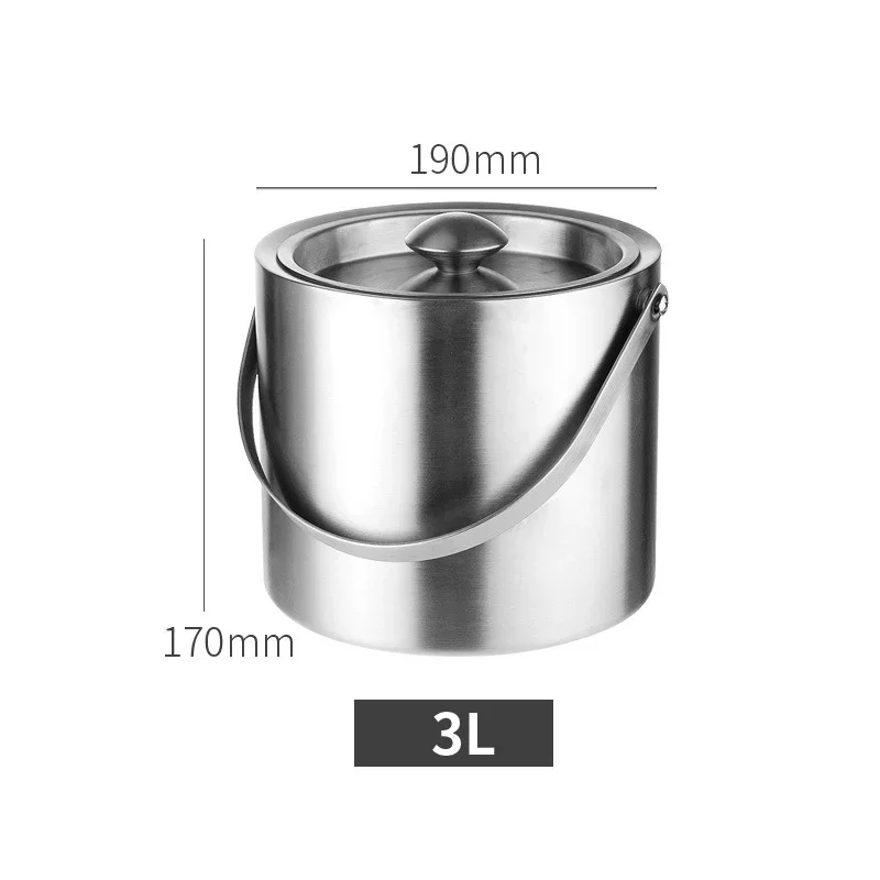 Stainless Steel Ice Grain Ice Bucket Double Walled Cooler Bucket Portable Beer Bucket with Comfortable Carry Handle Beer Cooler: black