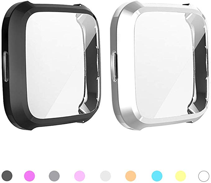 2pack Soft Tpu Case for Fitbit Versa 2 versa Band Waterproof Watch Shell Cover Screen Protector for Fitbit Versa 2: 4