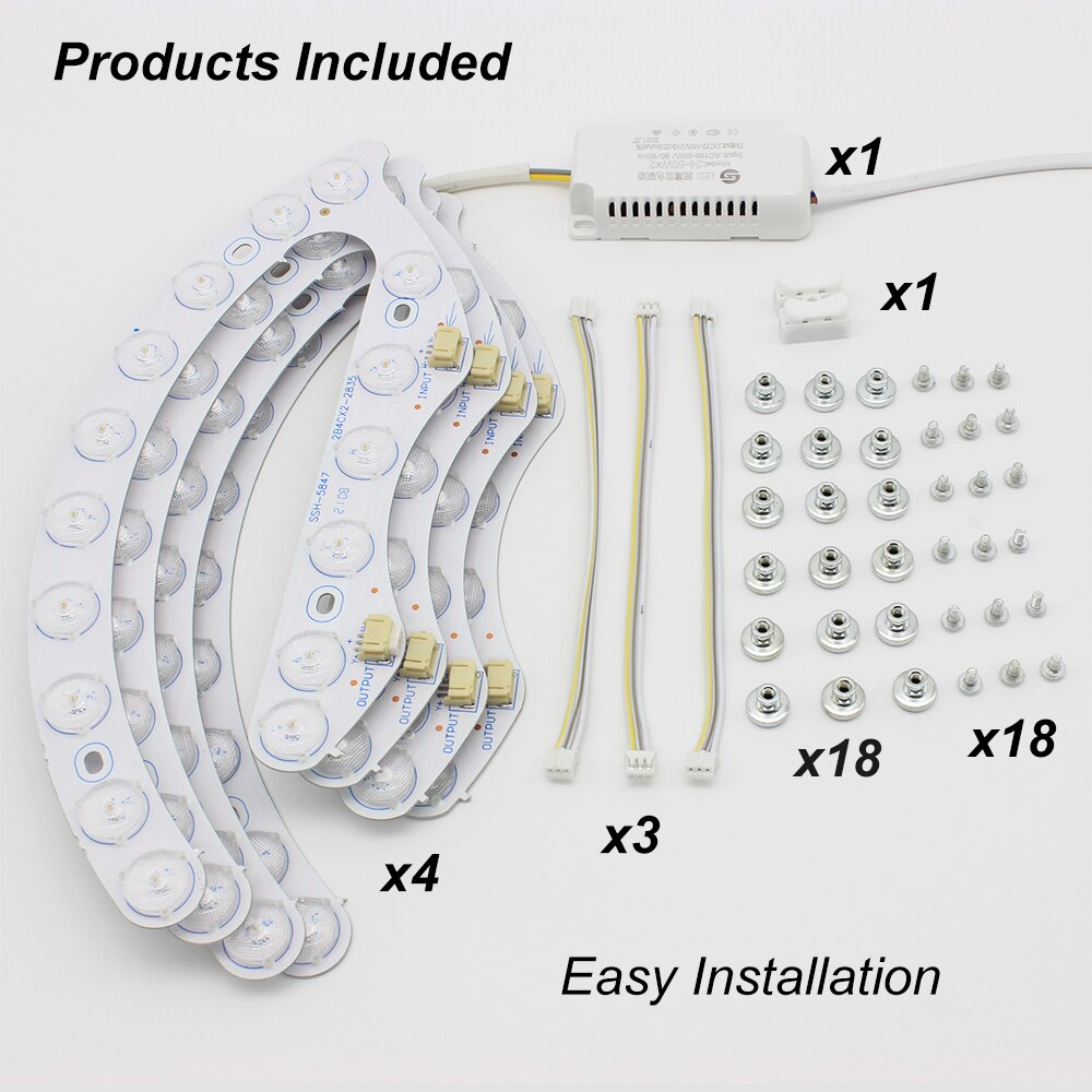 Led Module Lights Panel Led Lamp 220V Ceiling Lights Round Module Board 48W*2 Indoor For Room Ceiling Lamp Replacement Fixtures