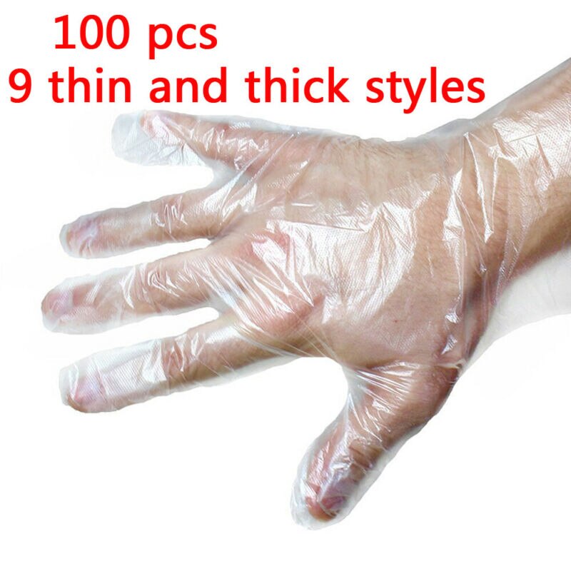 Guantes de plástico desechables Gloves100 uds, guantes transparentes, servicio a domicilio del restaurante, higiene, accesorios de cocina,