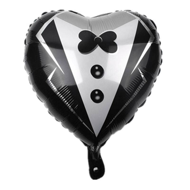 Hjerte ægteskab brudgom brud smoking kjole aluminiumsfolie ballon bryllupsfest indretning forlovelsesartikler  qx2e: Sort