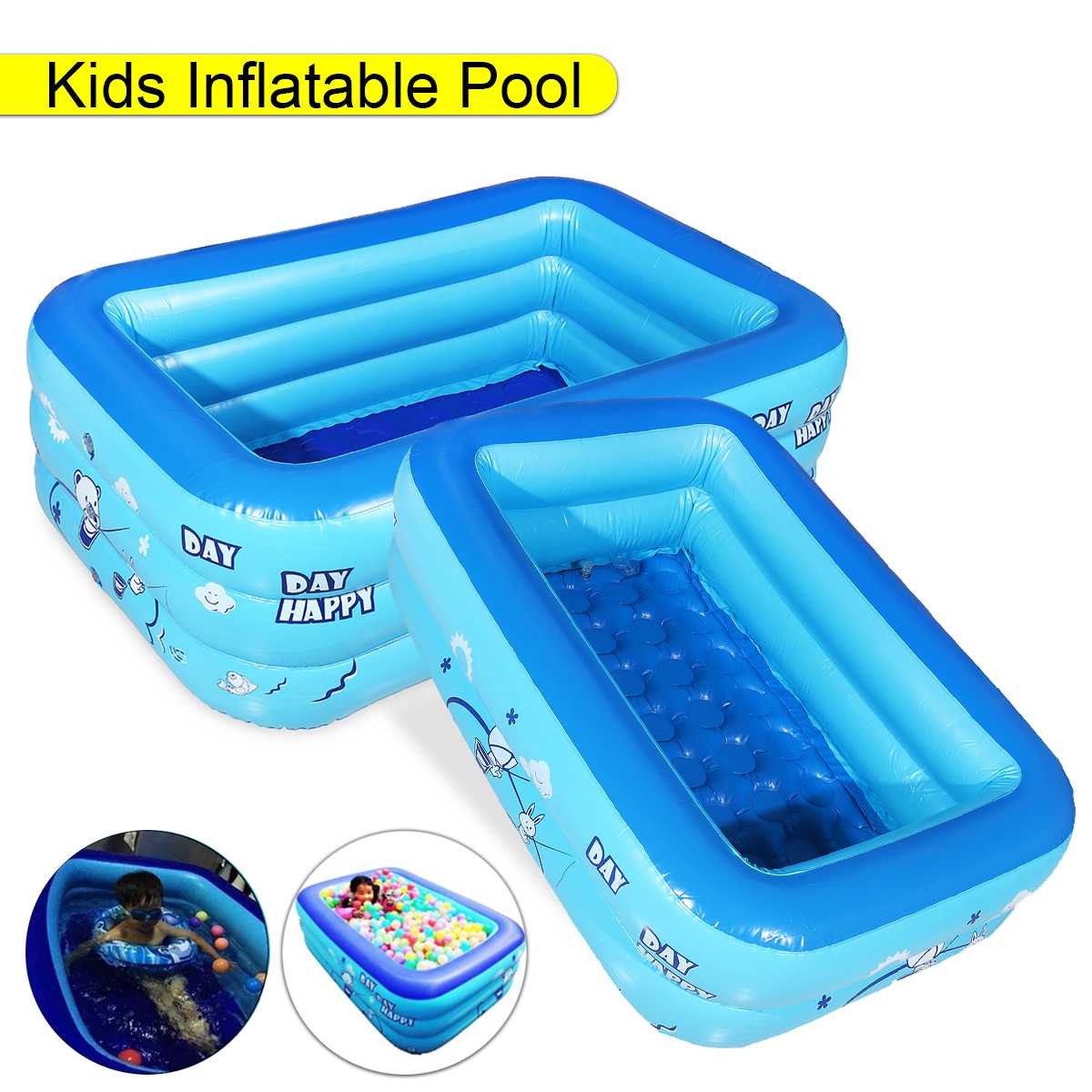 120cm 2/3 lags oppustelig firkantet swimmingpool børn oppustelig pool badekar baby børnehjem udendørs stor swimmingpool
