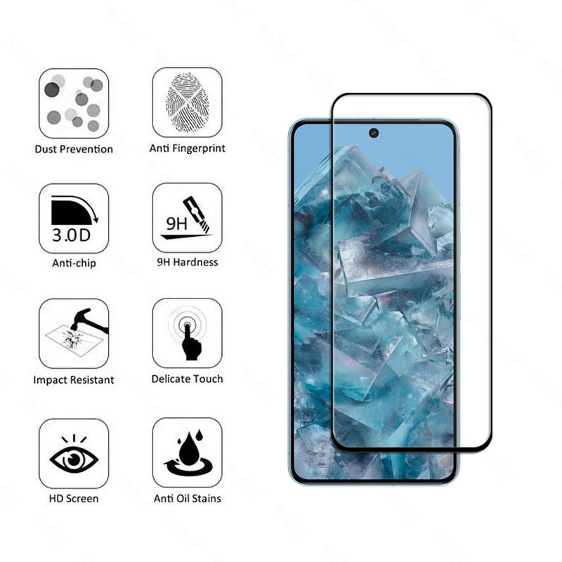 6 in 1 per Google Pixel 8 Pro Glass Pixel 9 Pro XL 8 7 6 Pro 8A 7A Vetro temperato Protezione schermo a copertura totale Pellicola per fotocamera in vetro