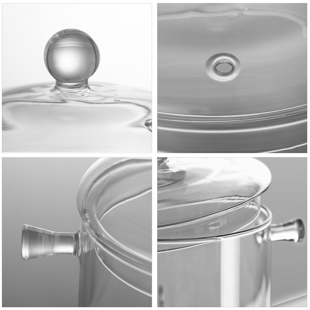 Olla de vidrio resistente al calor para sopa y gachas, recipiente de vidrio transparente para calentar fuego en microondas, utensilios de cocina, 1,5/2.0L