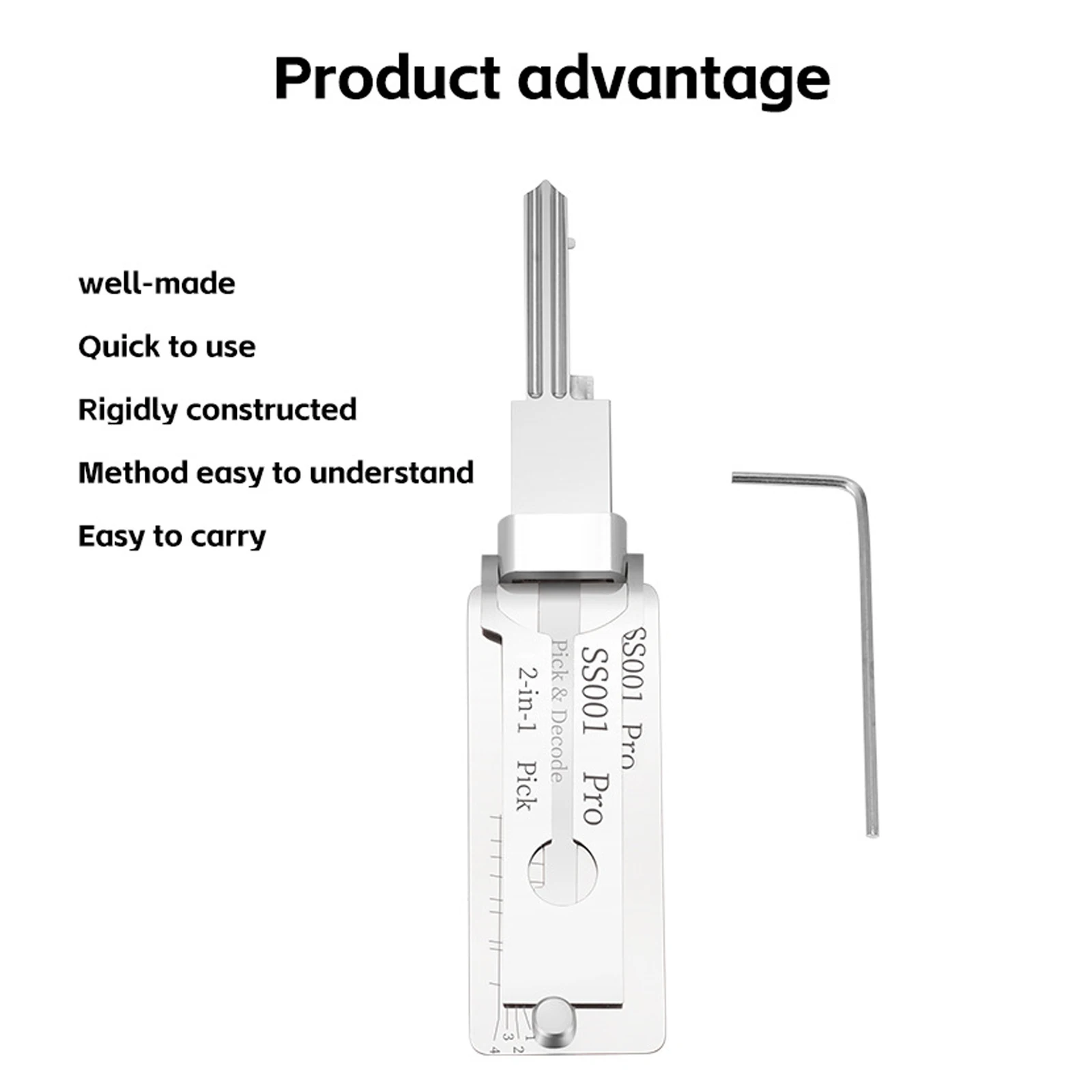 Stainless Steel SS001 Lock Key Precision Hook & Pick 2 in 1 Kit Hooking Tool Maintenance Repair Set Unlocking Engineering Car