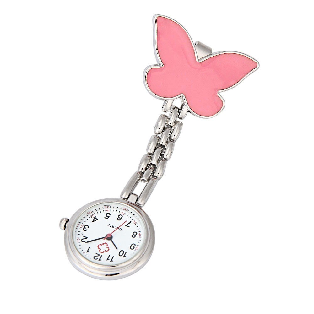 Mode Vlinder Verpleegster Arts Horloges Clip-On Fob Broche Hanger Opknoping Horloge Zakhorloge Relogio Feminino Klok