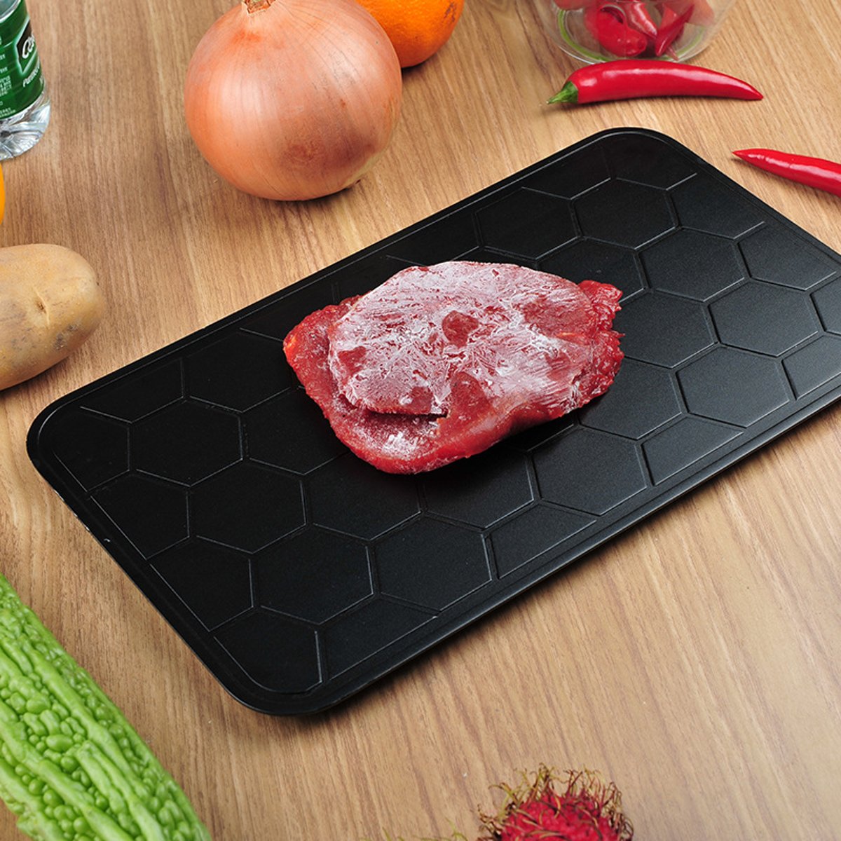 Magic Fast Defrost Tray Metal Plate Defrosting Trays Safe Fast Thawing Frozen Meat Fish Sea Food Kitchen Cook Gadget Tool