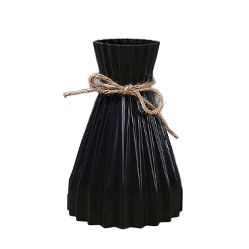 Plastic Bloemenvaas Kan Niet Water Droge Bloemfles Home Decor Moderne Bloempot Taille Cinching Kamer Decoratie Floreros: Black