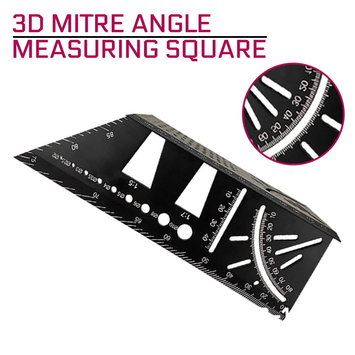 3D Mitre Angle 45 90 Degree Angle Ruler Measuring Square Aluminum Alloy Punctuation Marking Gauge Framing Protractor Woodworking