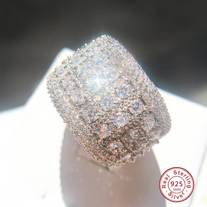 Anillos de piedra circón AAA para mujer, Plata de Ley 925 grande, joyería Anillos de Compromiso de boda