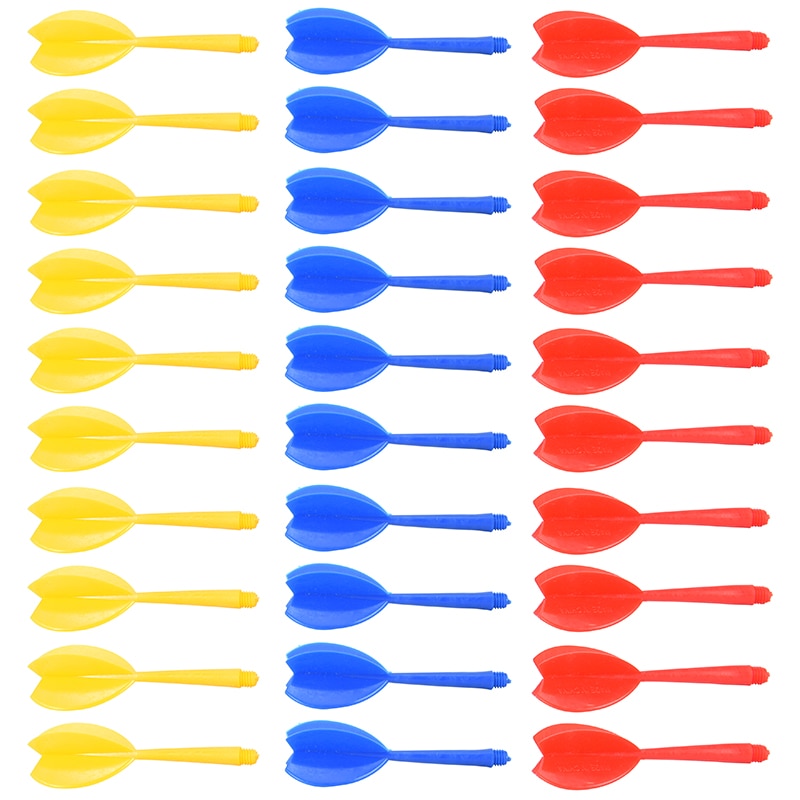 30 Stuks Abs Duurzaam Plastic Darts As Vlucht Set Rood Geel Blauw Darts Vervanging Accessoires
