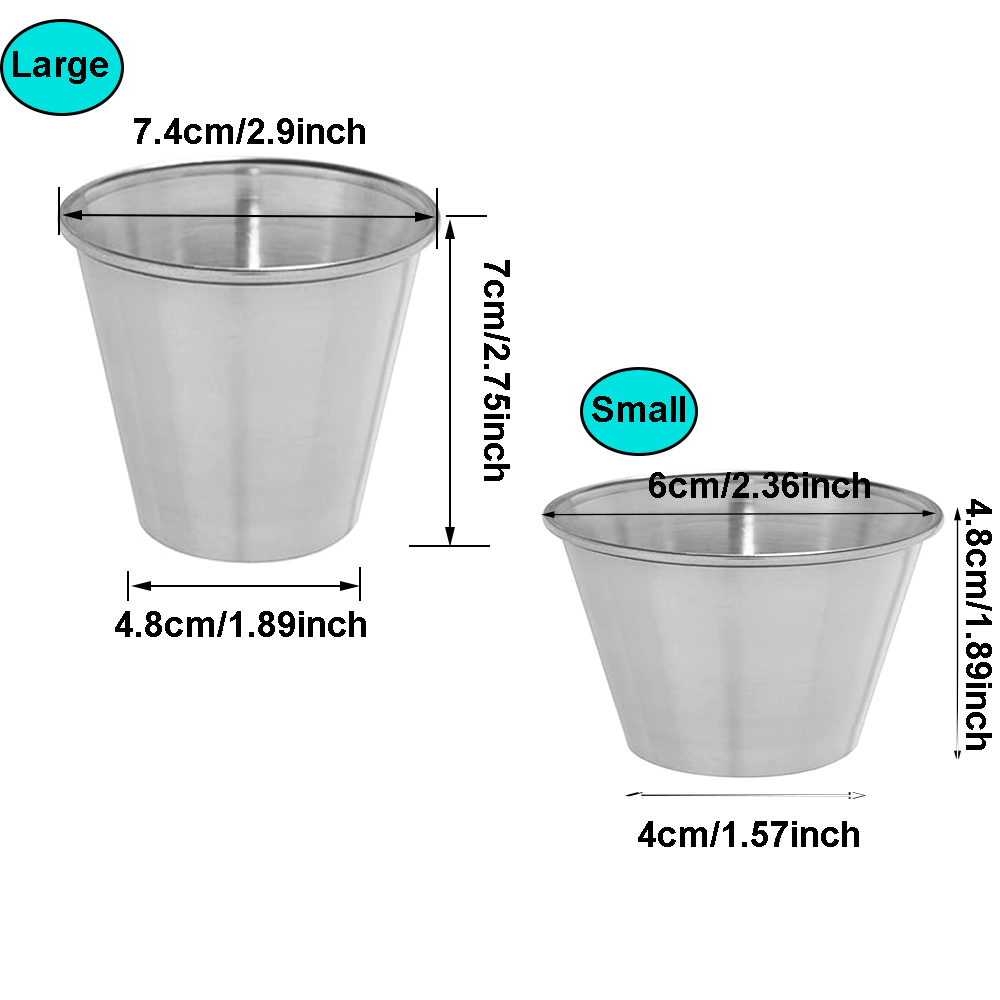 12Pcs Small Sauce Cups, Stainless Steel Ramekin Dipping Sauce Cup, Commercial Grade Individual Round Condiment Cups