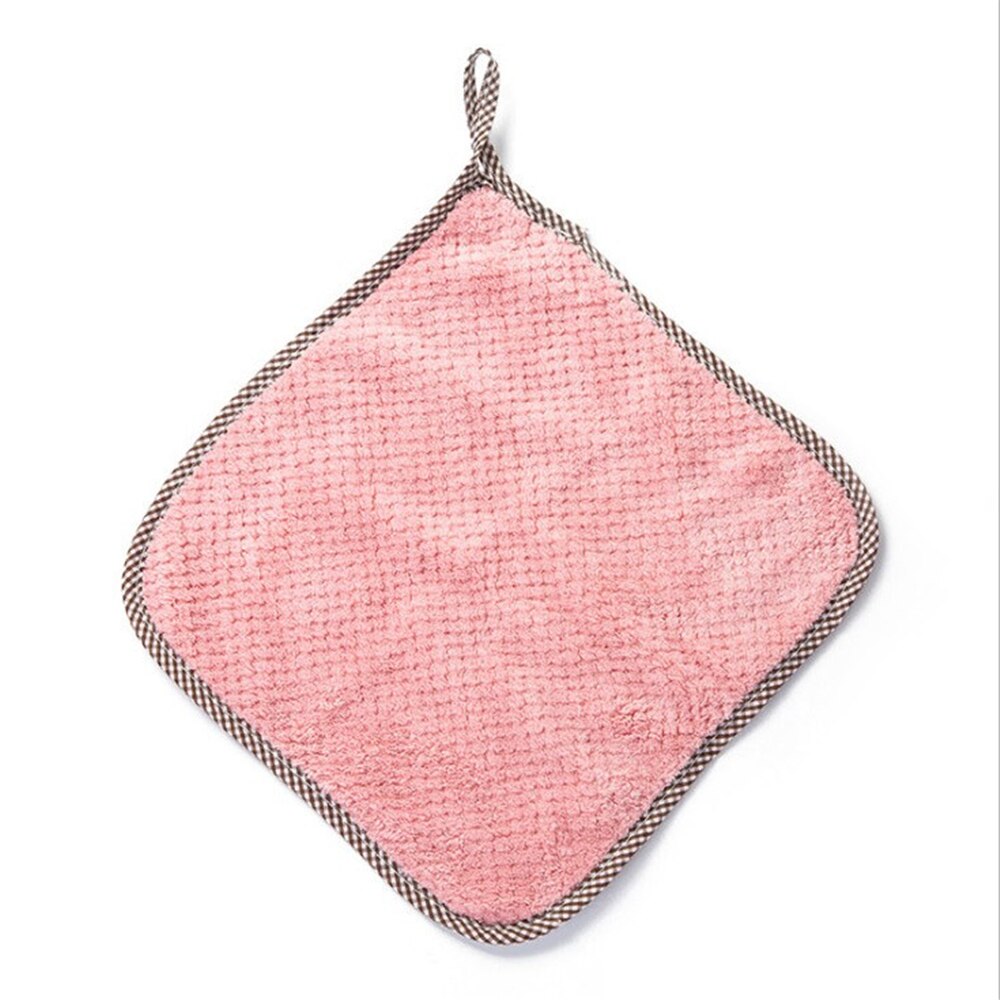 Super Absorbent Coral fleece Clean Cloth Cleaning Wiping Rag Dish Towel Home Kitchen Towel Sink Wipe Cleaning Towels 25*27.5cm: Pink