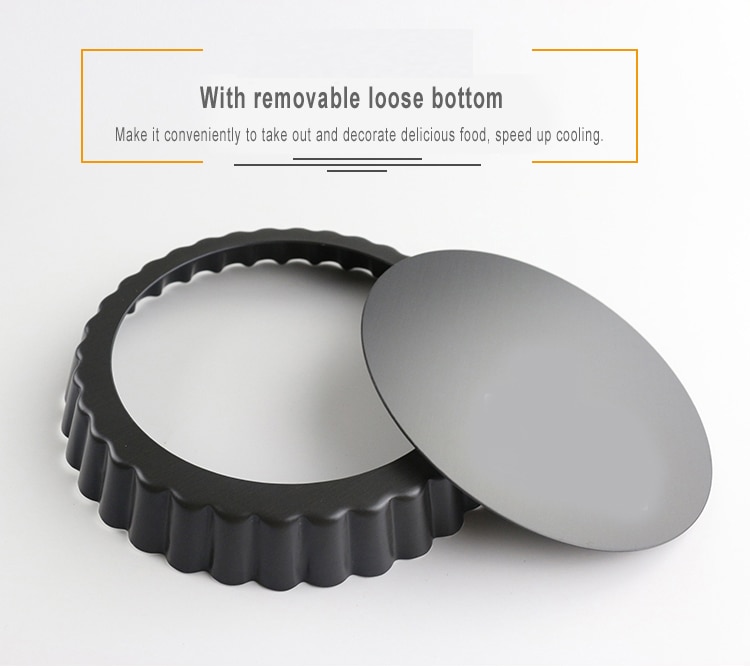 1pc Tart Quiche Flan Pan Non-Stick Molds Pie Pizza Cake Round Mould Removable Loose Bottom Fluted Heavy Duty Bakeware Pan ZXH