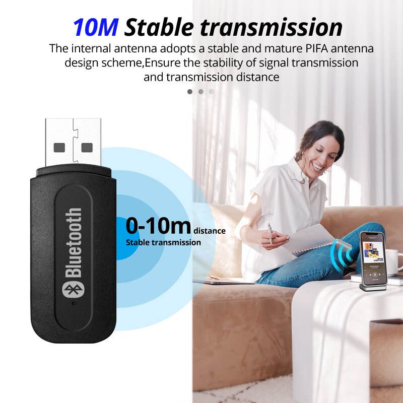 ANKNDO Aux adattatore Bluetooth per auto Usb Bluetooth 5.0 Dongle 3.5Mm Jack Audio recettore Wireless per telefono per autoradio altoparlante