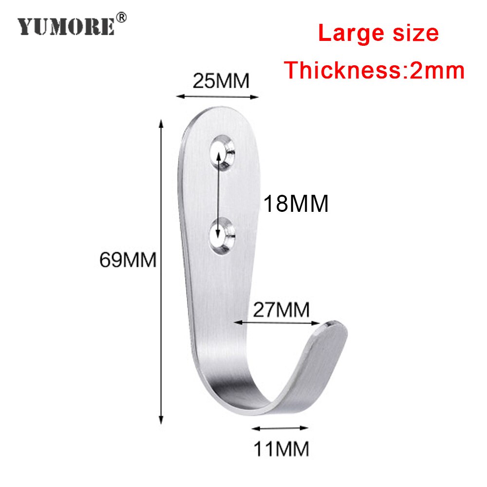 Yumore 20Pcs Muur Haak Kleding Tas Hanger Haak Voor Badkamer Jas Handdoek Roestvrij Keys Hanger Bad Accessoires Keuken Hardware: Big 2mm