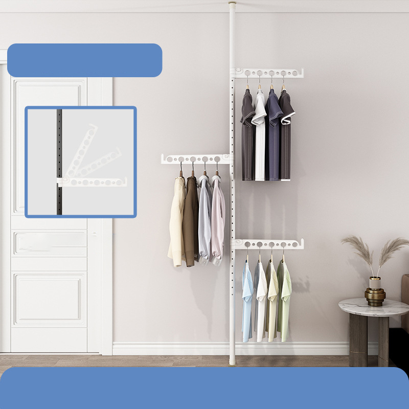 Accueil tige de séchage aérienne plancher debout support de séchage non perforé balcon chambre extensible corde à linge pôle suspendu manteau Rac: XXL / Gris clair