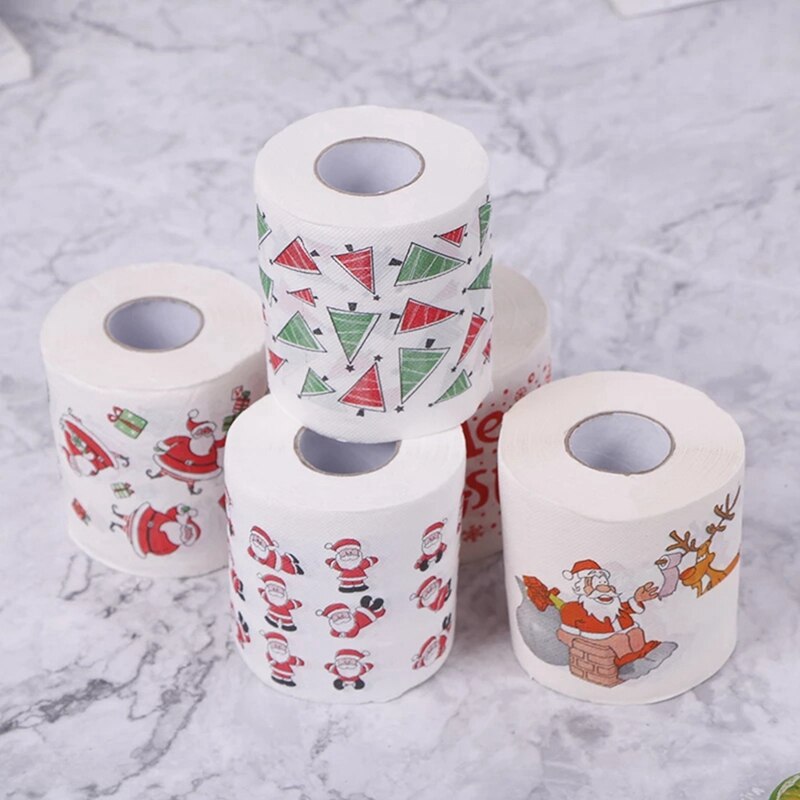 5 Styles Santa Claus Paper Roll Tissue Paper Towels Christmas Decorations Xmas Santa Office Room Toilet Paper 5 Roll