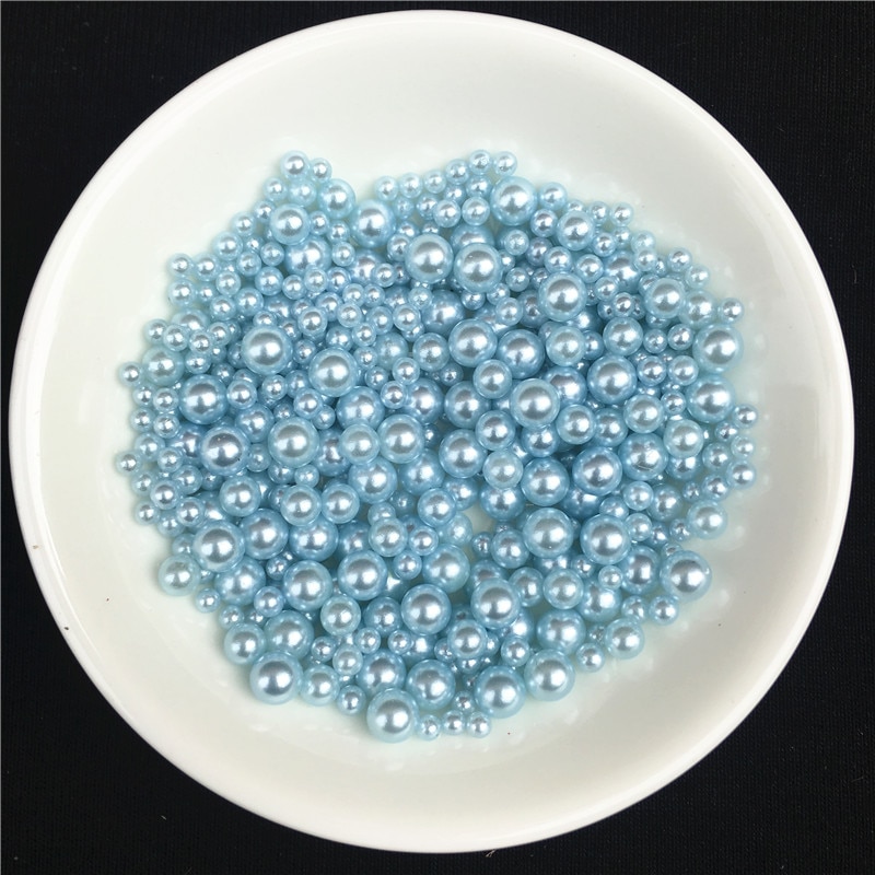 10 gram lyseblå absperler 2.5/3/4/5/6/8mm runde akrylimitation perleperler til smykkefremstilling / neglekunst / telefon