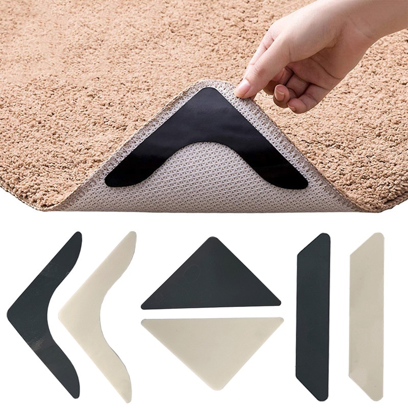 8pcs Adhesive Rug Carpet Pad Fixed Sticker Rug Corners Silicone Anti Slip Tape Gripper For Bath Living Room Bedroom Dropshiping