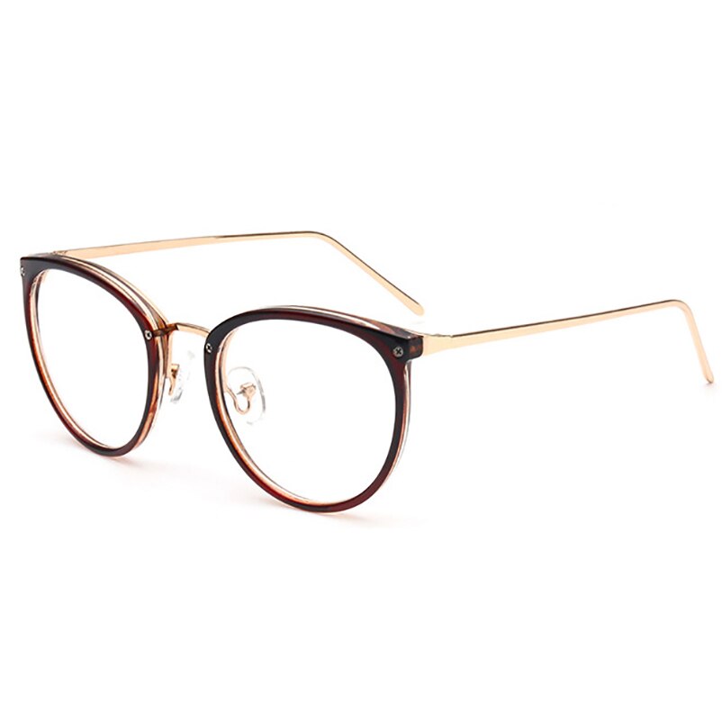 Luipaard Retro Ronde Womens Brilmonturen Optische Clear Lens Eyewear Vintage Cat Eye Brillen Frames Voor Vrouwen: Brown