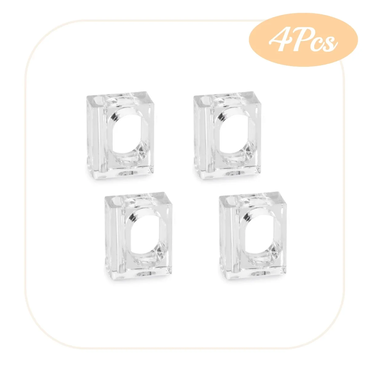 4-24Pcs Acrylic Napkin Rings Flower Vase Napkin Holders Clear Square Napkin Rings Bulk for Wedding Party Banquet Table Decor: Dull