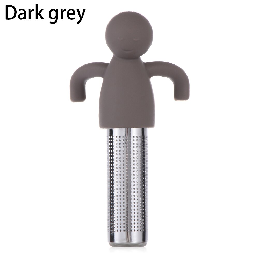 1Pc Siliconen Theezeefje Kleine Man Shaped Thee-ei Filter Brouwen Theepot Thee Infusers Losse Blad Koffie Filter Thee accesso: Dark grey
