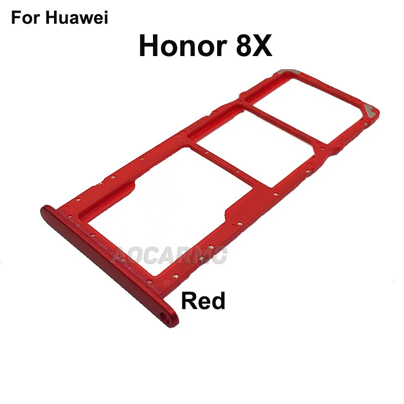 Aocarmo For Huawei Honor 8X / 8X Max Nano Sim Card Tray MicroSD Slot Holder Replacement Part: 8X-- Red