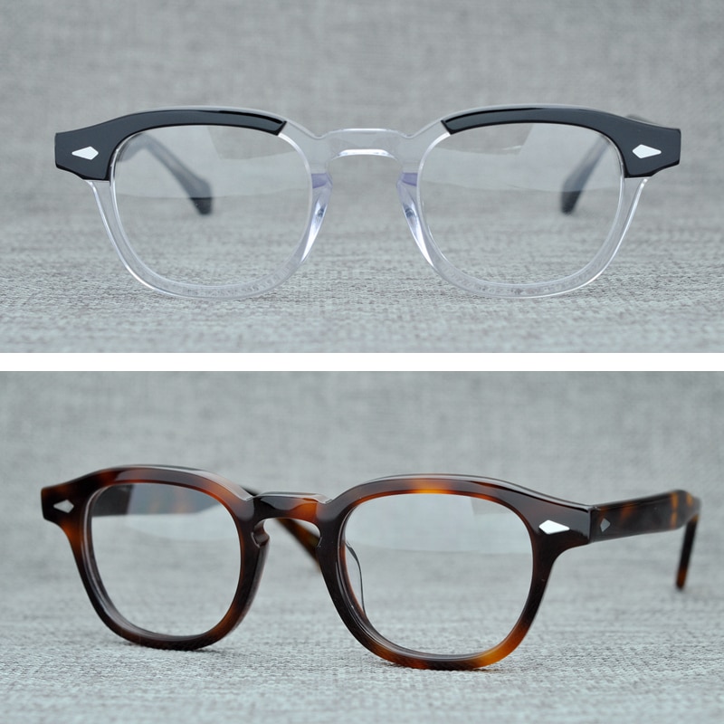 Johnny Depp-monture en acétate pour hommes et femmes, ronde faite à la main, lunettes de styliste pour ordinateur, monture de lunette optique pour Demi myopie