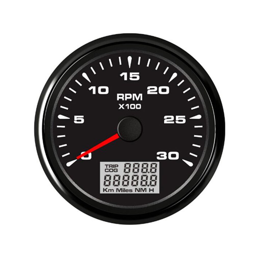 Tacómetro de coche marino con retroiluminación, 7 colores, con LED, reloj de arena, impermeable, 8000 /3000 / 4000 RPM: Black 3000RPM