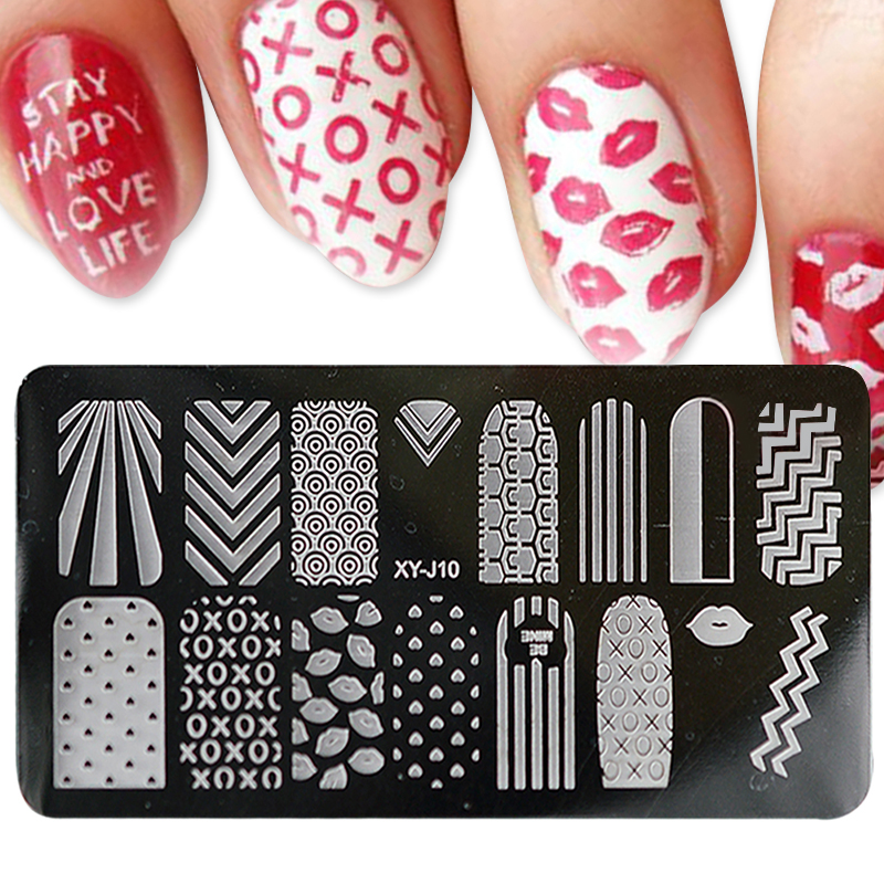 1 pièces lèvres/vague Nail Art estampage Image modèle plaque acier inoxydable bricolage timbre polonais impression pochoirs manucure outils LAXYJ10