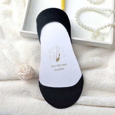 Lot de 3 paires de chaussettes bateau d'été pour femmes, antidérapantes, en silicone, invisibles, pour chaussures à talons hauts: Noir