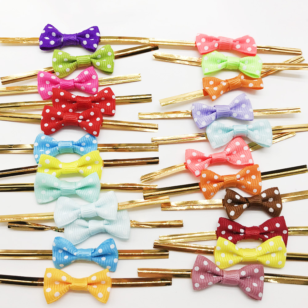 50 Stuks Bow Tie Wikkelen Bags Gold Draad Strik Binddraad Diy Lollipop Snoep Koekjes Snack Verpakking Afdichting Vaste ties: Multicolor