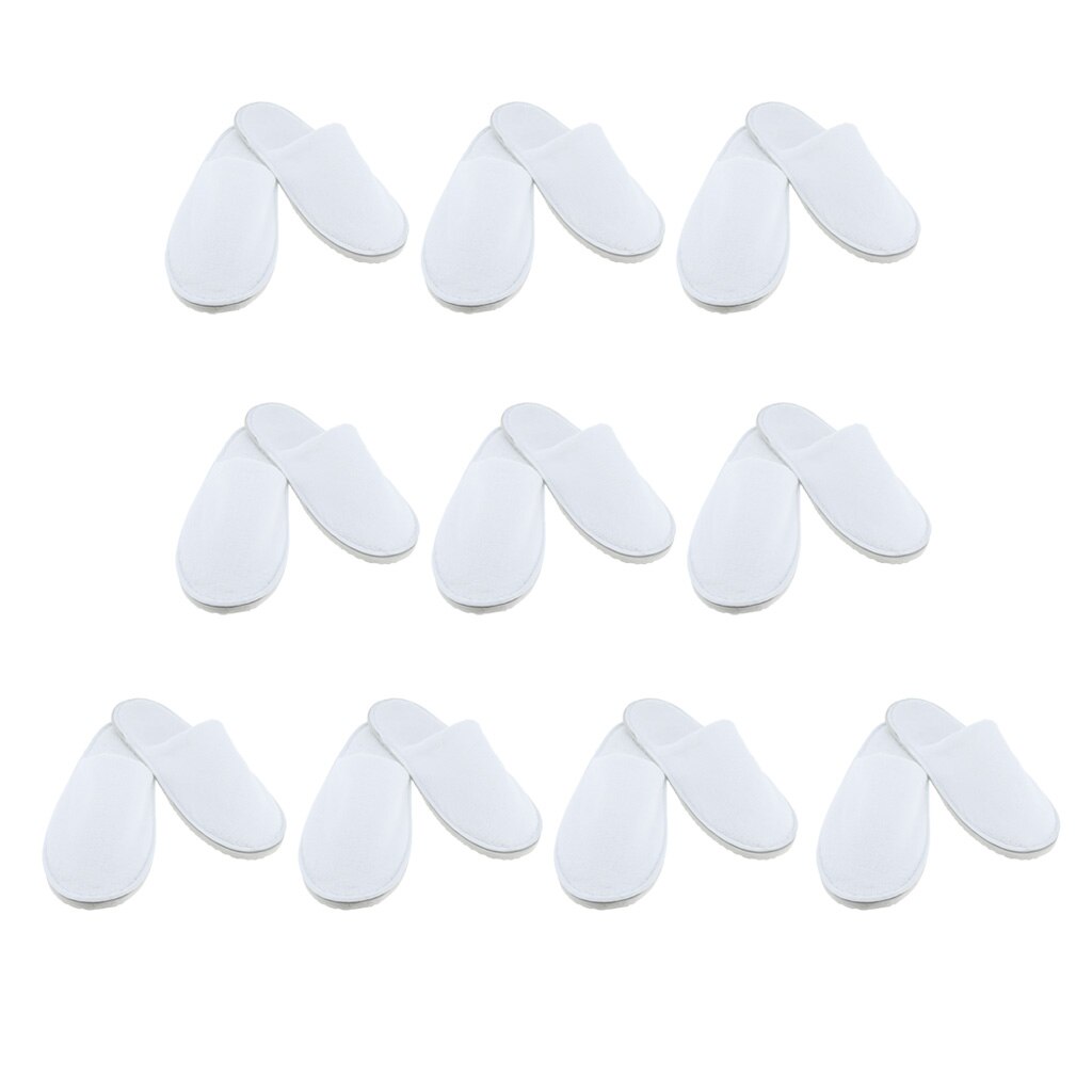 10 Pairs Disposable Slippers | One Time Closed Toe Non-Slip | for Hotel, Spa, Guest, Nail Salon Use | Made From Coral Fleece