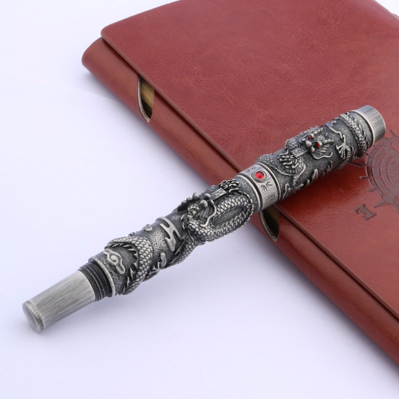 JINHAO Luxurious High end fine Commerce Relief gray Dragon Chinese ROLLERball PEN