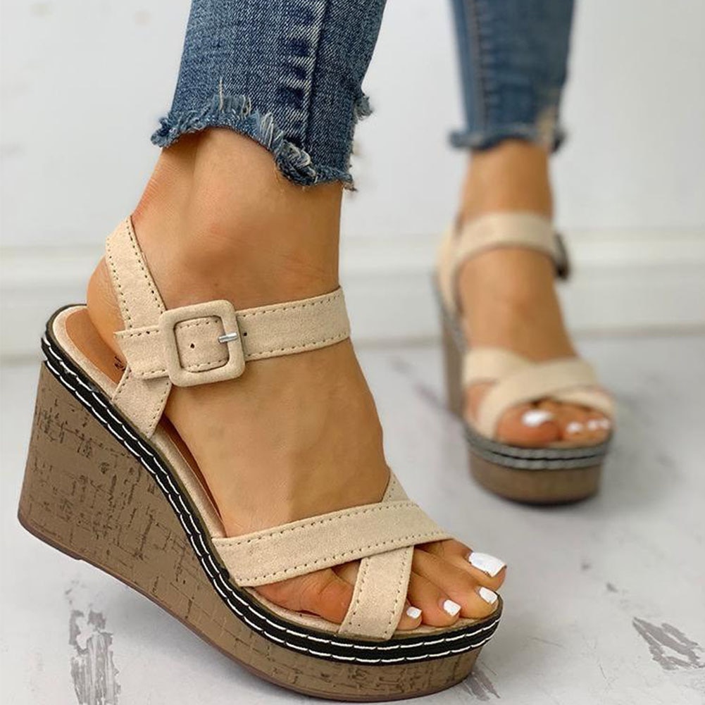 Sarairis Hoge Hakken Vrouwen Platform Enkel-Strap Leisure Zomer Wiggen Sandalen Vrouw Schoenen