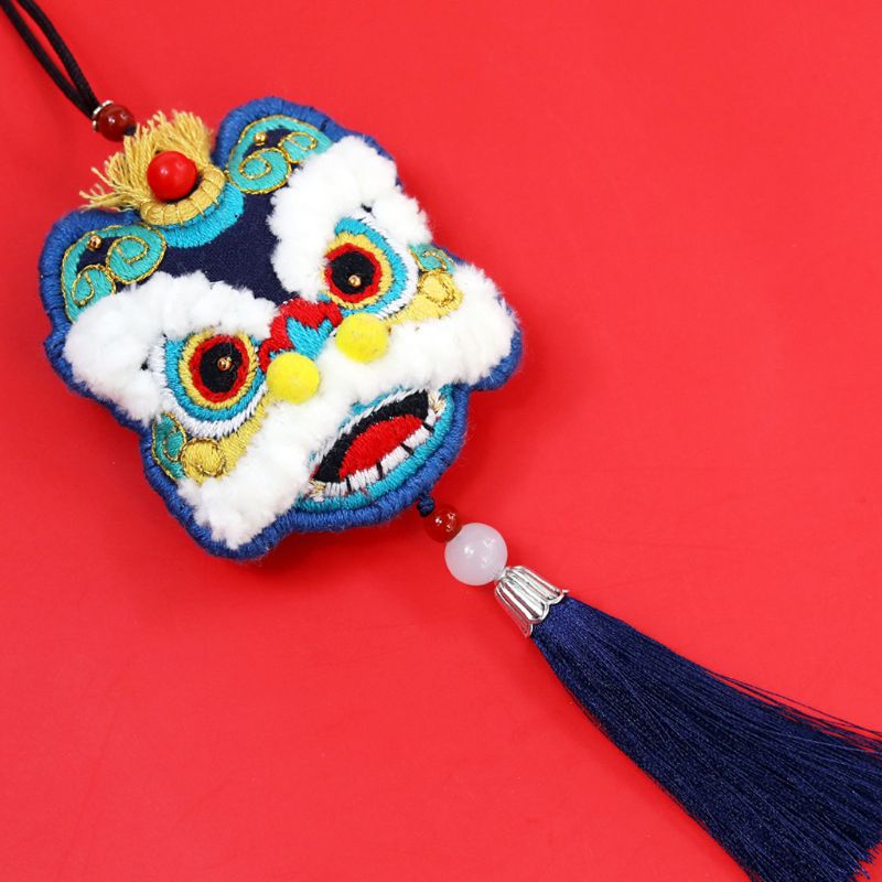 Chinese Lucky Fortune Lion DIY Embroidery Hoop Kit Handmade Sachet Material Bag