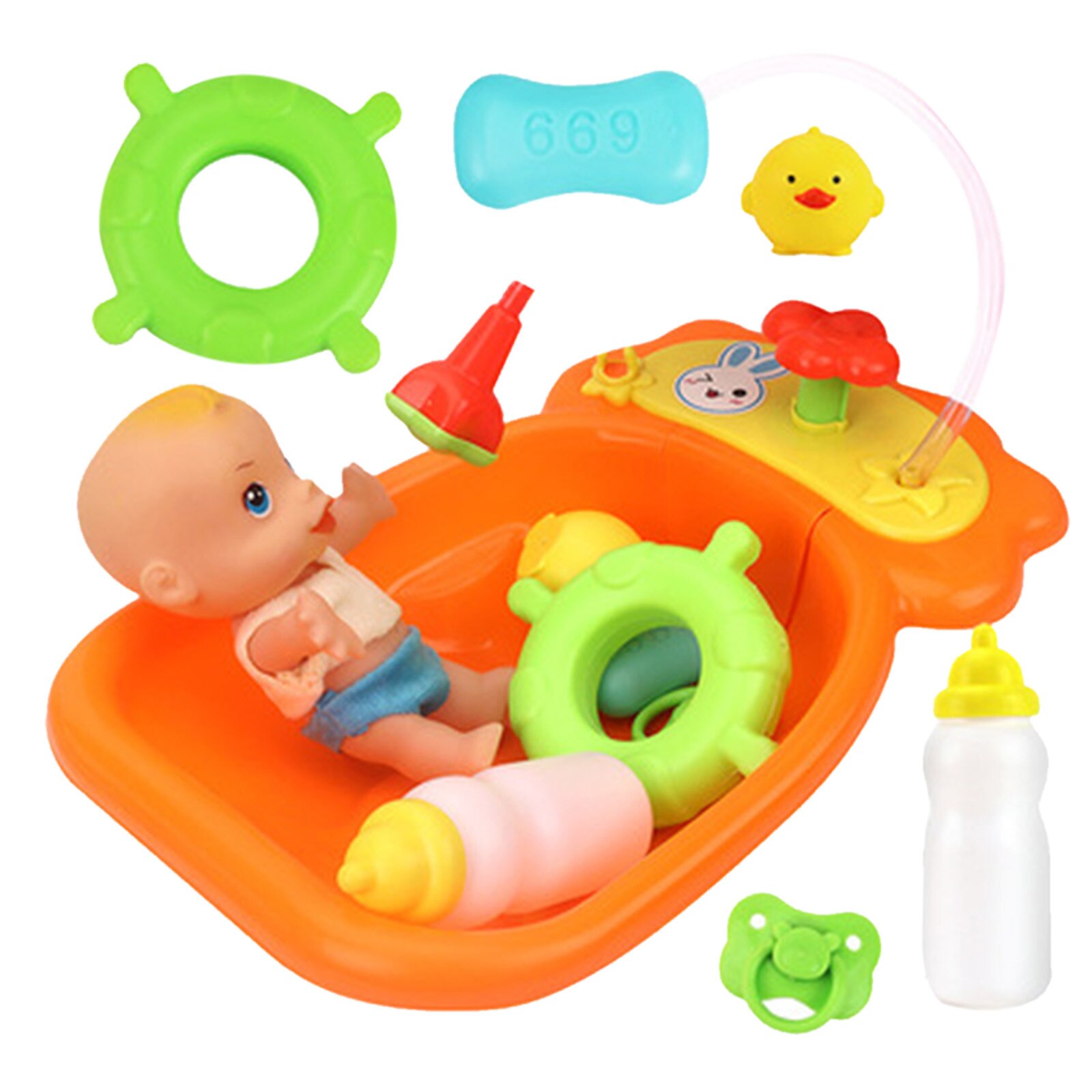 Cartoon Baby Doll Bath Toy Set Girl Bath Tub With ... – Grandado