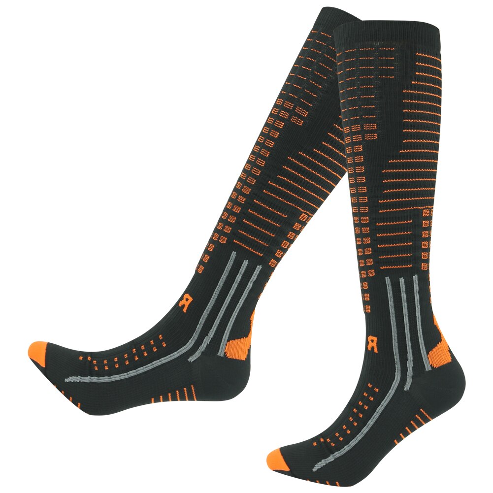 RANDY SONNE Kompression Socken 40cm Knie Hohe Sport Verwenden Laufen Wandern Klettern Basketball Männer Frauen Socken 1 Paar: Black orange / S