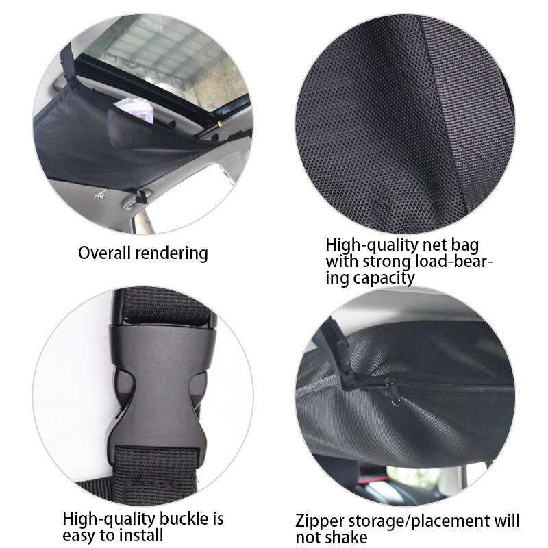 Car Fishing Rod Roof Cargo Storage Net Universal Car Roof Interior Cargo Net Bag Multifunction Accessories