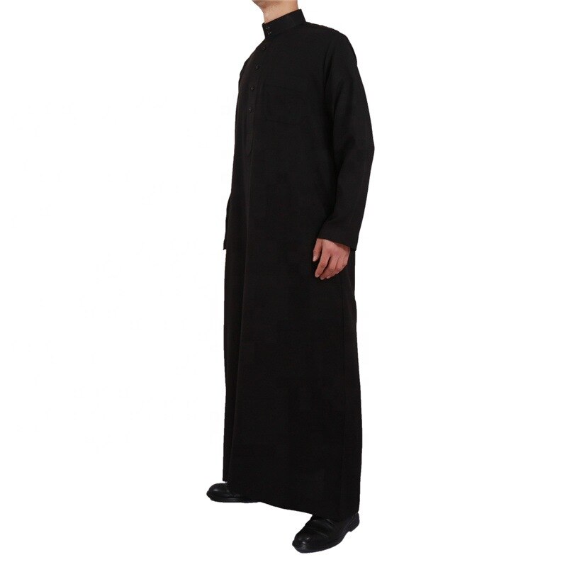 Abaya-Robe longue pour hommes, grande taille, à manches longues, vêtements islamiques, Kaftan, Pakistan, Robe de prière: Black / 60