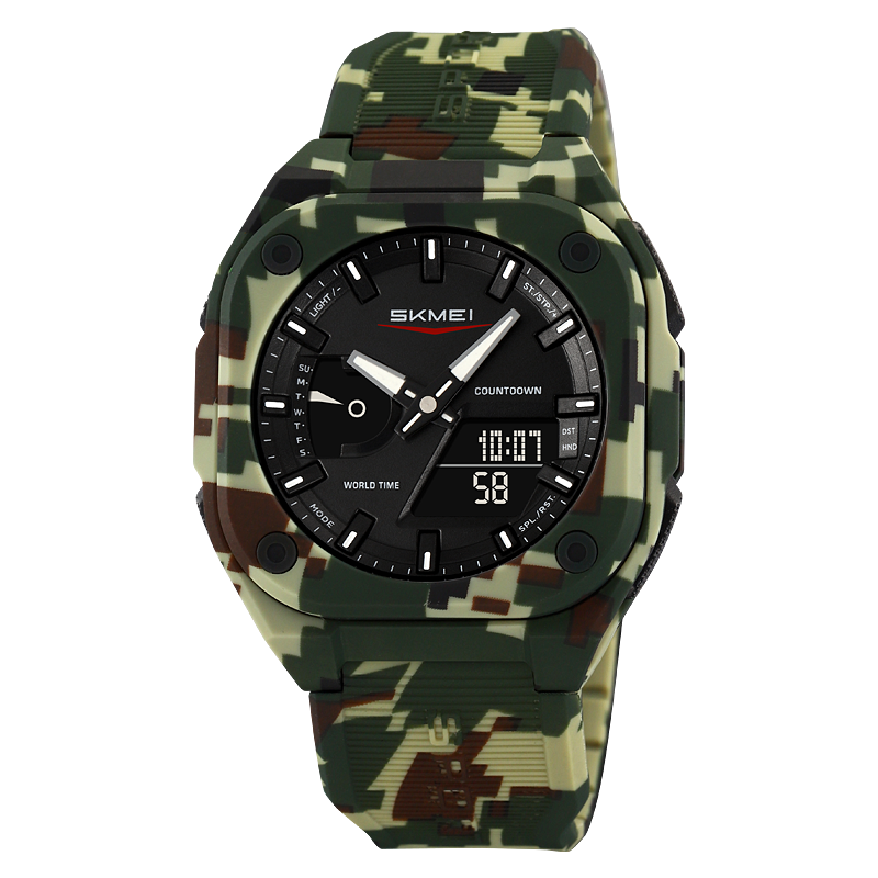 SKMEI 2328 reloj digital Reloj de pulsera deportivo de para hombre Cuenta regresiva Tiempo de ahorro de luz diurna con 5 relojes de despertador a prueba de agua