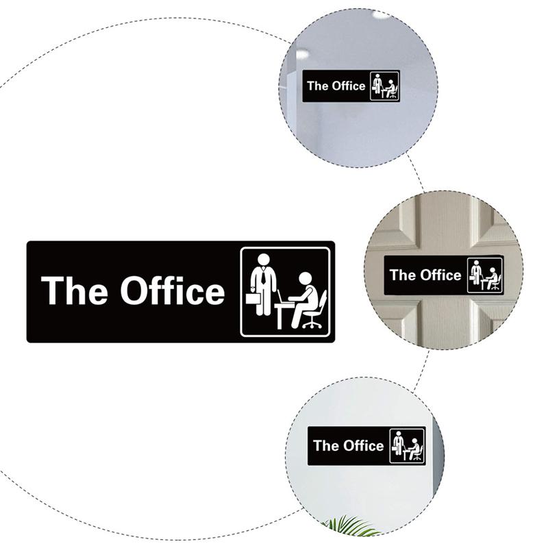 1pc Black White English Letter The Office Sign Acrylic Self-Adhesive Office Signs Acrylic Signs For Door Wall Label 22.8x7.5cm