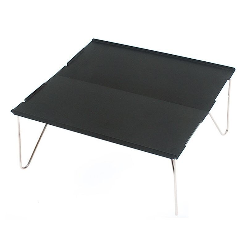 Ultralet bærbart bord vandreture camping folde aluminium bord udendørs rygsæk: Sort