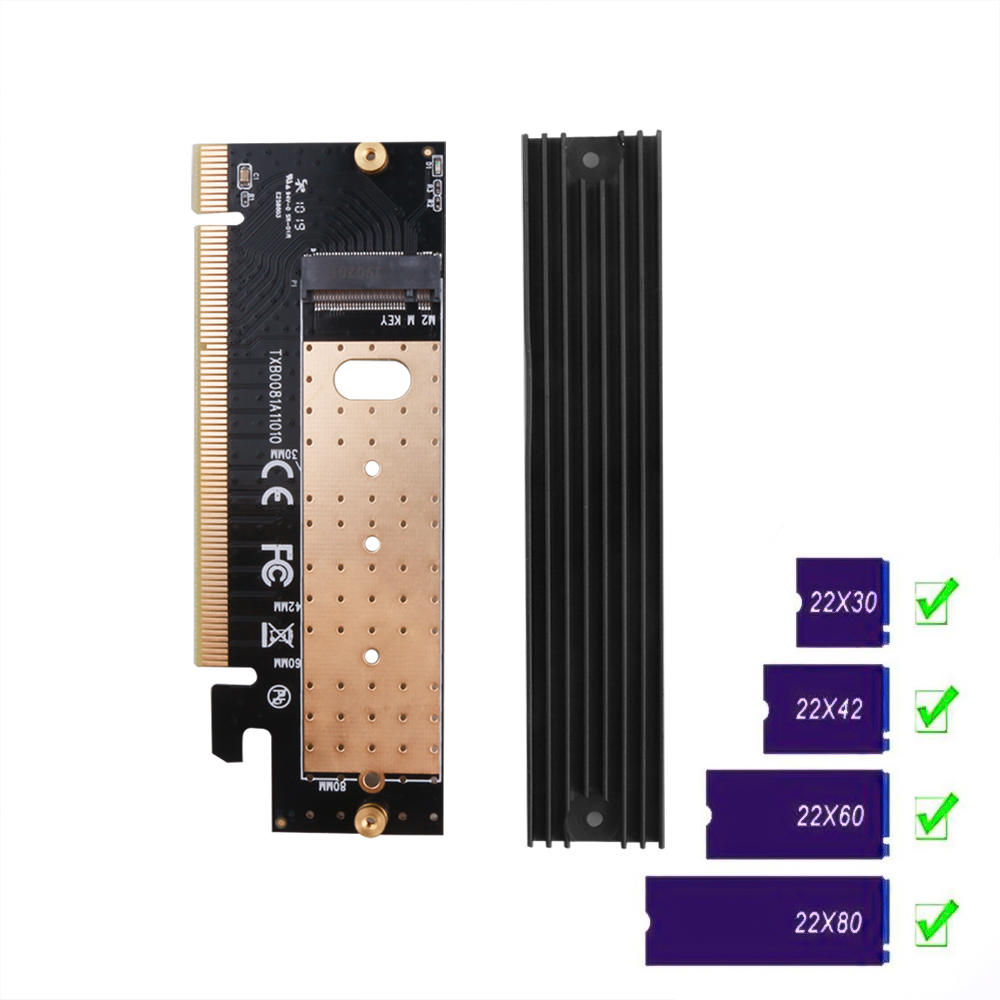 Kebidumei M.2 NVMe SSD adaptador M2 a PCIE 3,0 X16 tarjeta controlador M clave interfaz PCI Express 3,0x4 tamaño 2230-2280