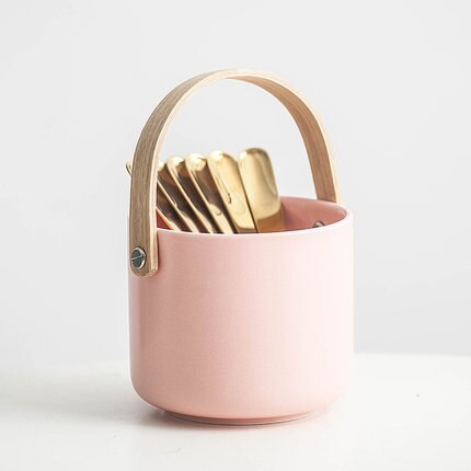 Nordisk kunst luksus frugtgaffel keramisk opbevaringstank moderne minimalistisk hjemmekage dessertgaffel køkken spisepinde ske opbevaringsbur: F