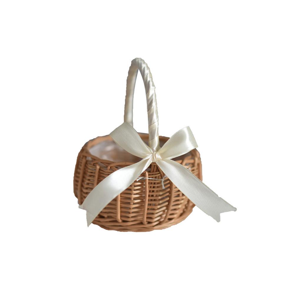 DOITOOL 6 stuks rieten rotan bloem mand met handvat - witte mini bloem meisje mand - kleine geweven mand voor opknoping decoratie, opslag, bruiloft (hart 3,5x3,3x5,9 inch
