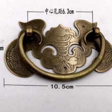 Zuiver Koper Ladehandvat Moderne Chinese Retro Messing Dubbele Gat Massief Houten Meubels Accessoires Kleine Haretro Antieke Deur